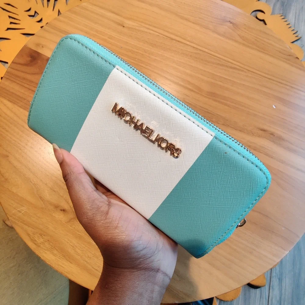 Michael Kors Wallet, Turquoise Wristlet - Picture 5 of 6